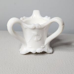 Vintage Milk Glass Footed Toothpick Holder Three Handled Kemple